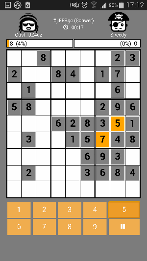 Sudoku 1on1 Spielfeld mit Gegner Screenshot