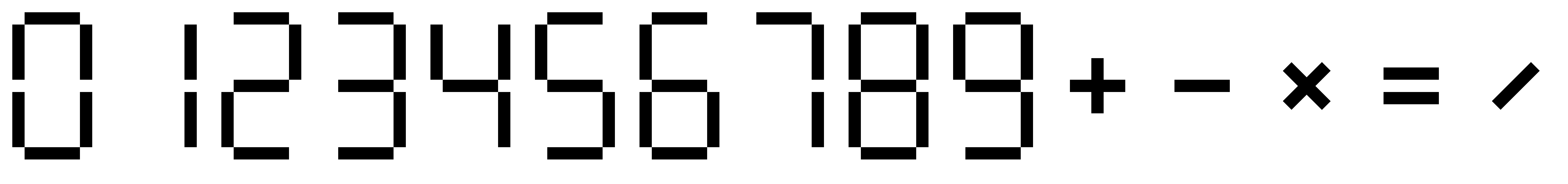 Streichholzrätsel - Stäbchen umlegen 1 Alle Ziffern und mathematischen Operationen in der Schrift für die Streichholzrätsel