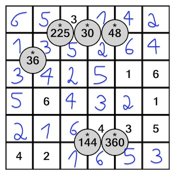 Mathe-Sudoku 4: 6 mal 6 Feld Lösung