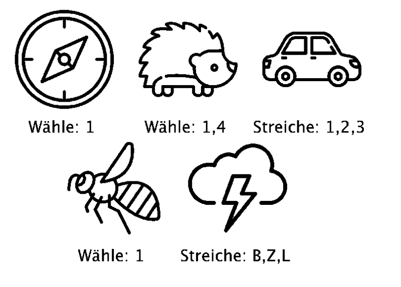 Rebus Rätsel - Symbole erkennen, richtig kombinieren - 3 6 Rebus Rätsel 5: Welches Wort ergibt sich aus den Symbolen?